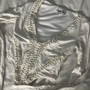 I.AM.GIA white/creamy deep V long sleeve